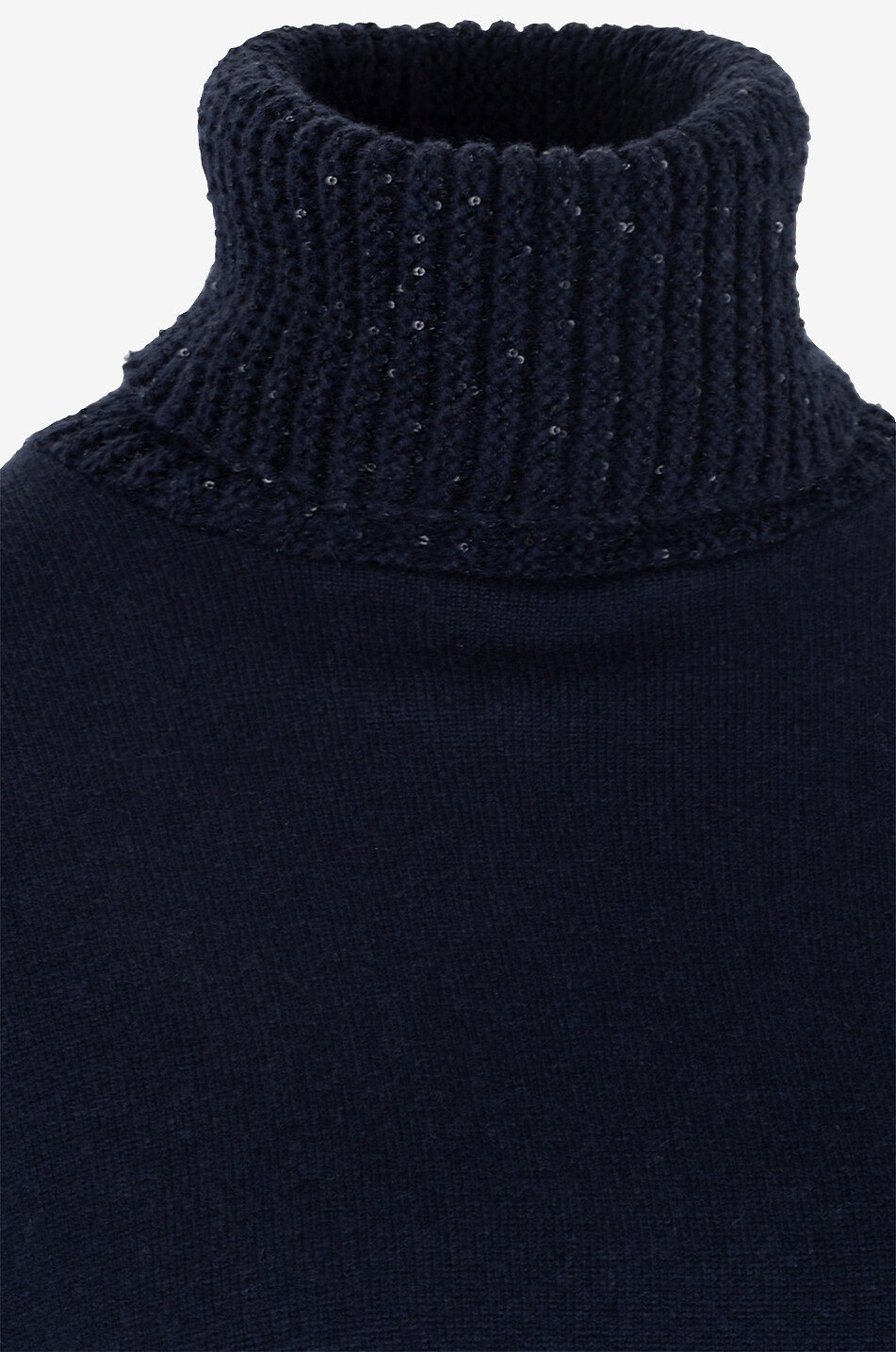 FABIANA FILIPPI Materialmix-Oversize-Pullover mit glitzerndem Rollkragen Damen DUNKELBLAU 3
