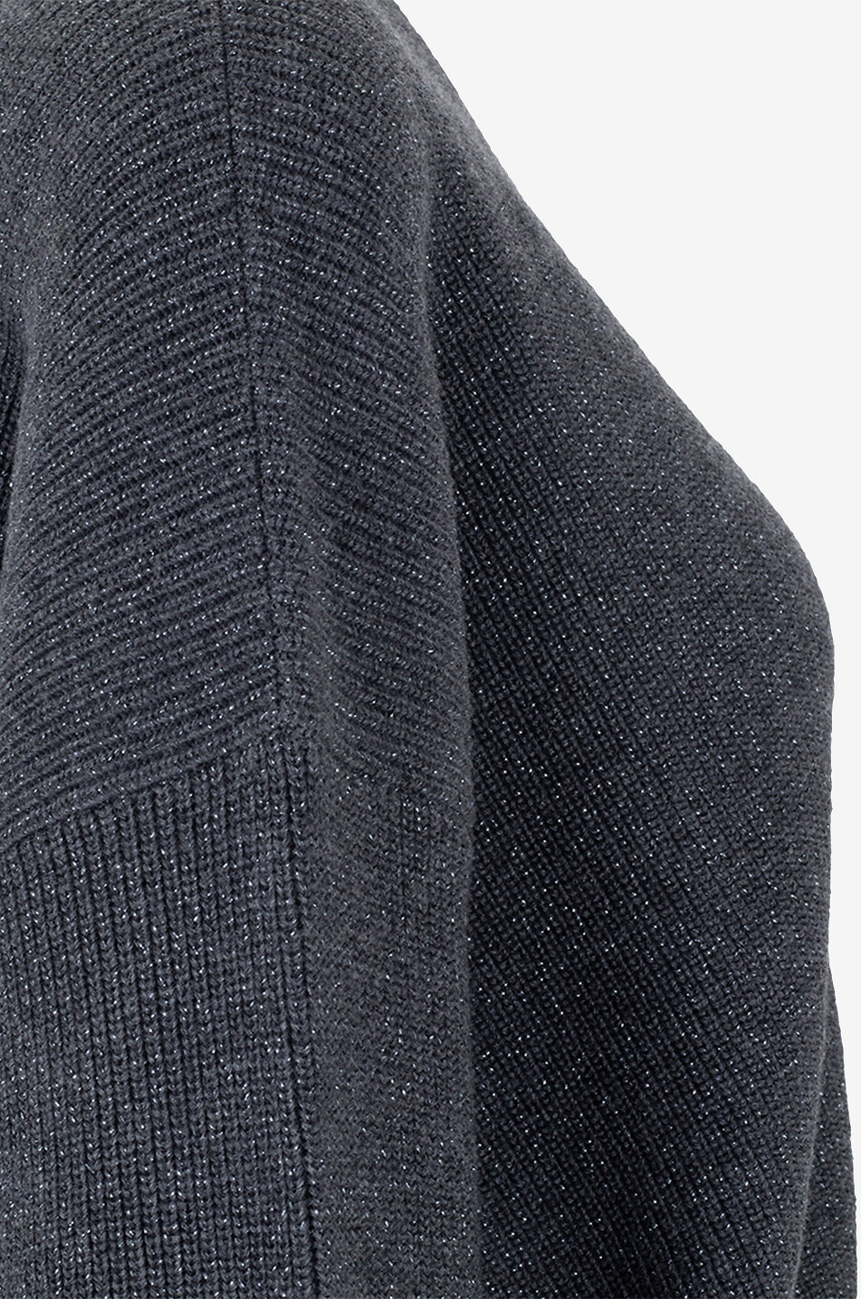 Loose button-down V-neck rib knit cardigan