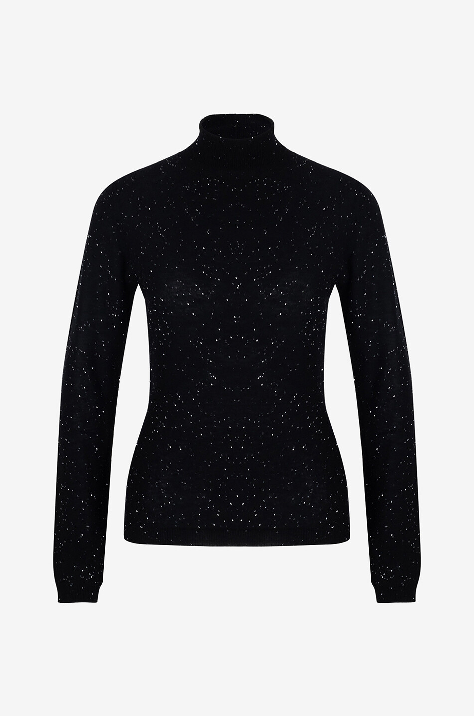 Pull fin à col roulé en laine à sequins