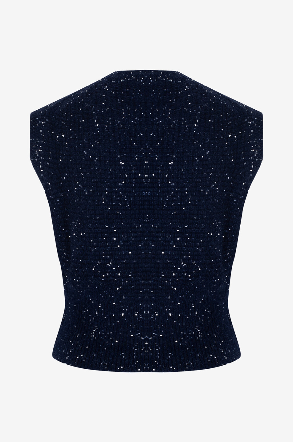 FABIANA FILIPPI Pull sans manches en mohair et sequins Femme BLEU FONCE 2