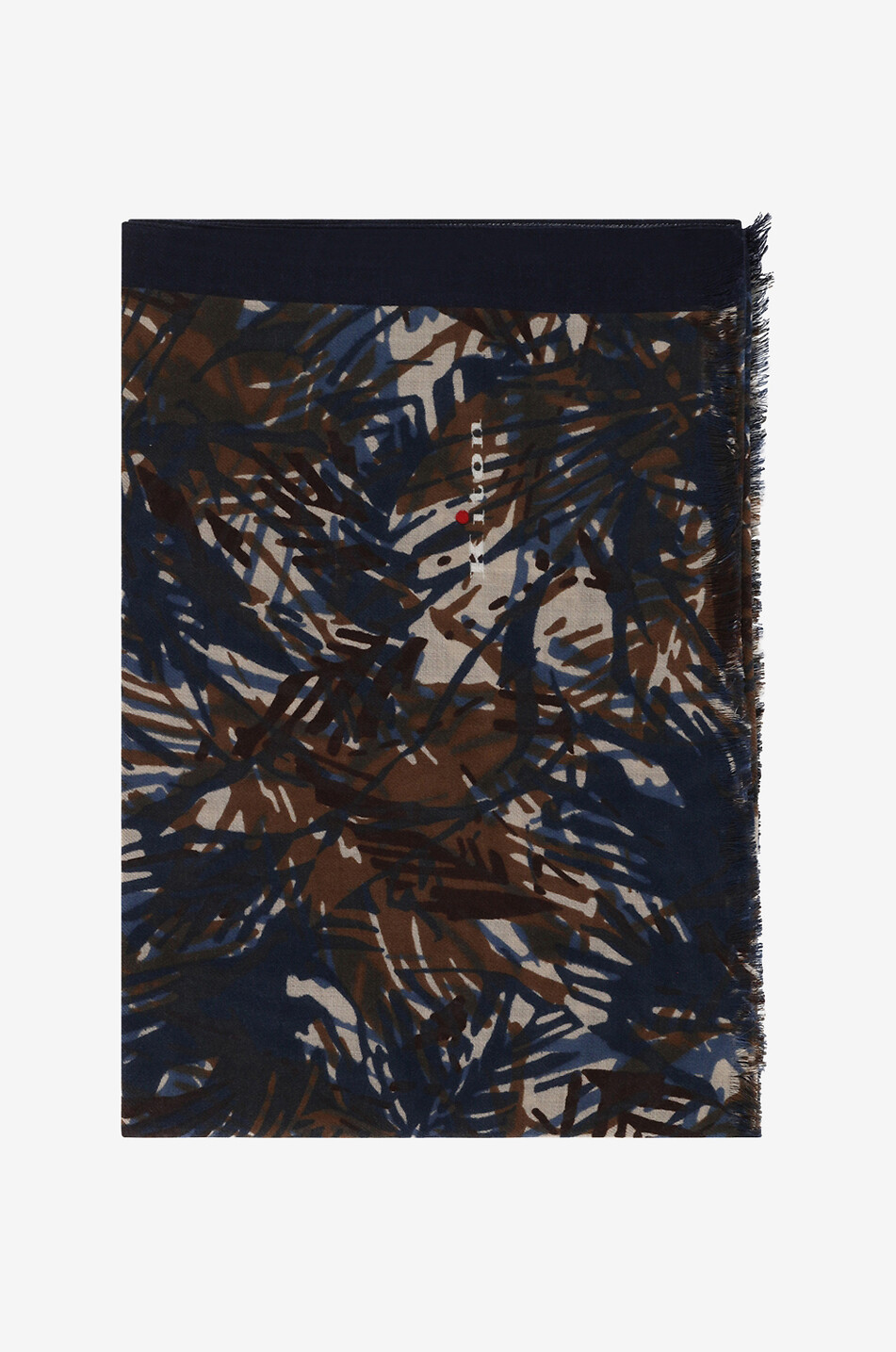 KITON Cashmere scarf with abstract patterns Men MEDIUM BROWN 1