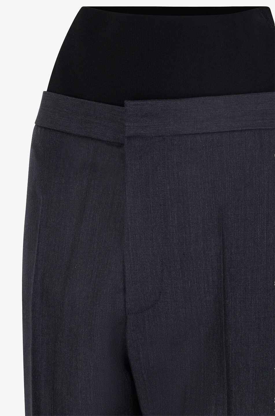 ALAÏA Pantalon tailleur en mohair et laine à ceinture haute en maille Femme GRIS FONCÉ 3