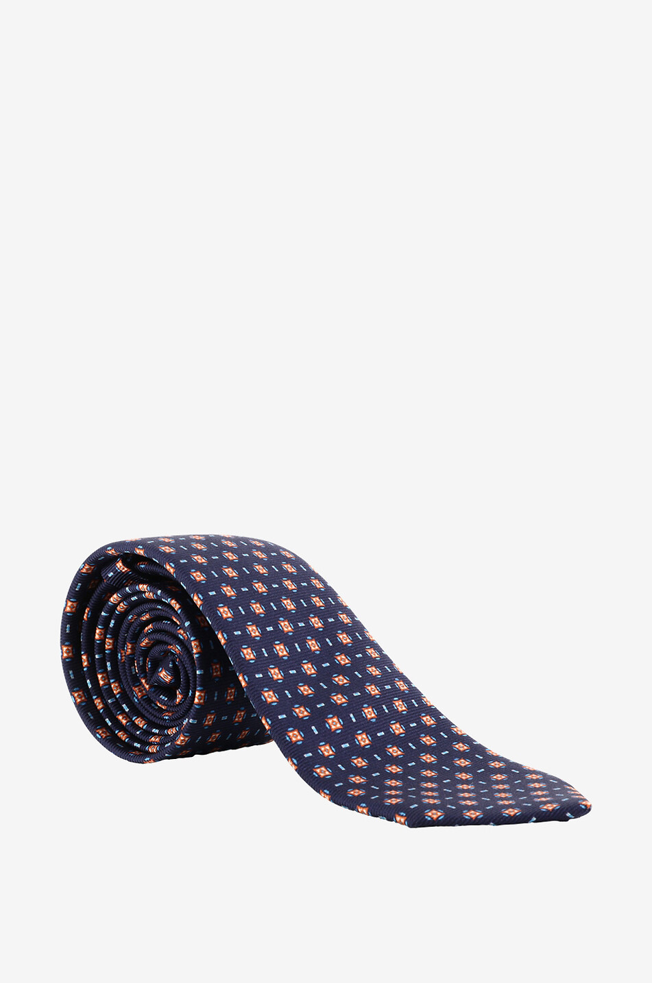 Geometric patterned silk tie