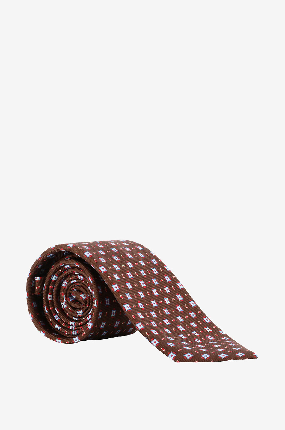 Cravate Brioni En Soie – Motif Géométrique Fleuri – Bleu Marine/blanc – Fait Main Italie
