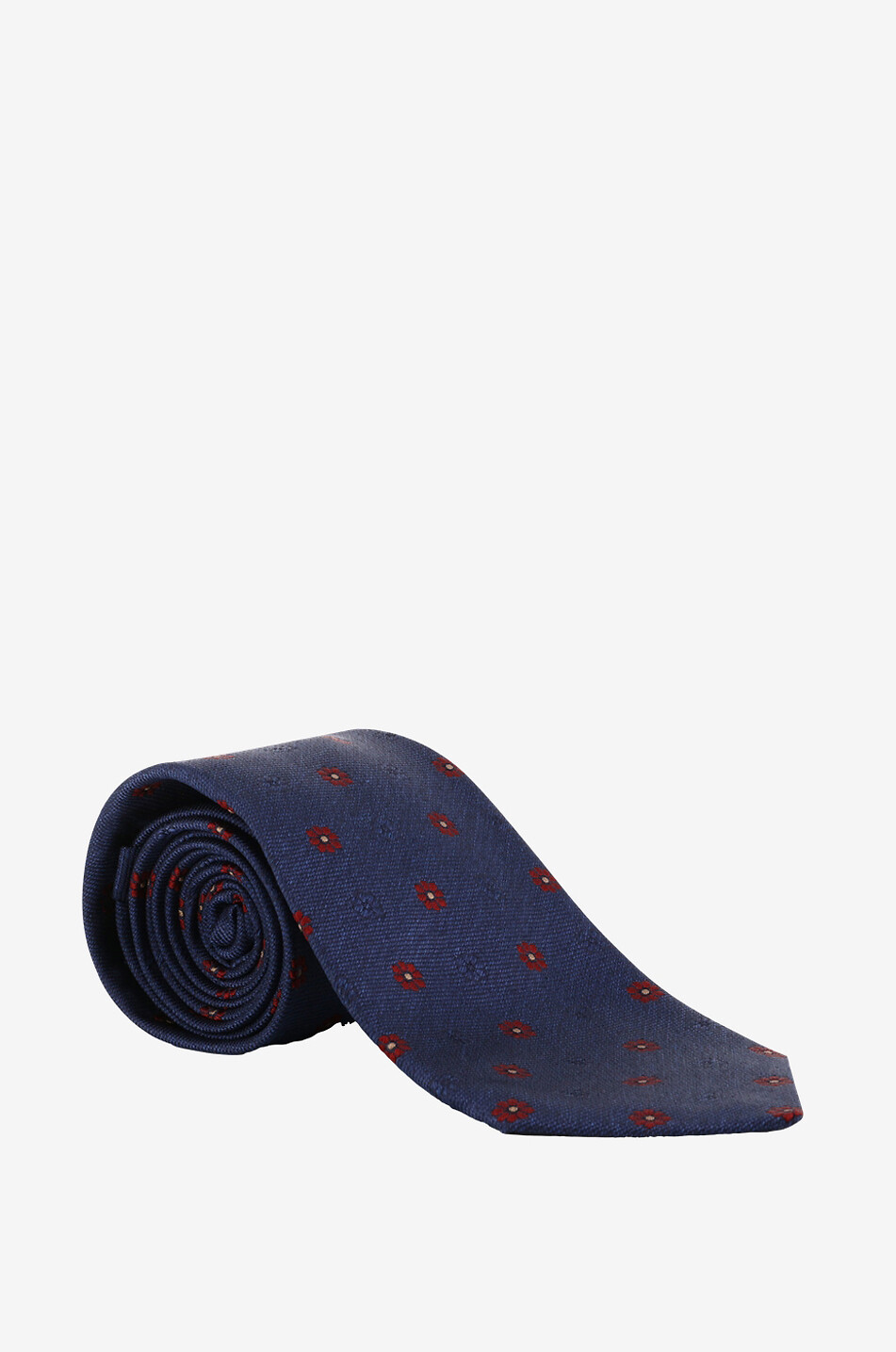 Silk jacquard tie with bicolour flower patterns