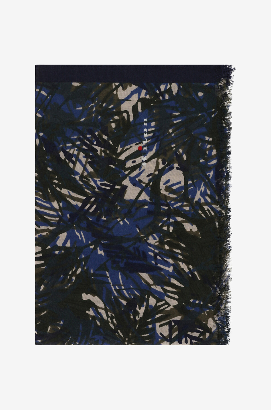 KITON Cashmere scarf with abstract patterns Men DARK GREEN 1