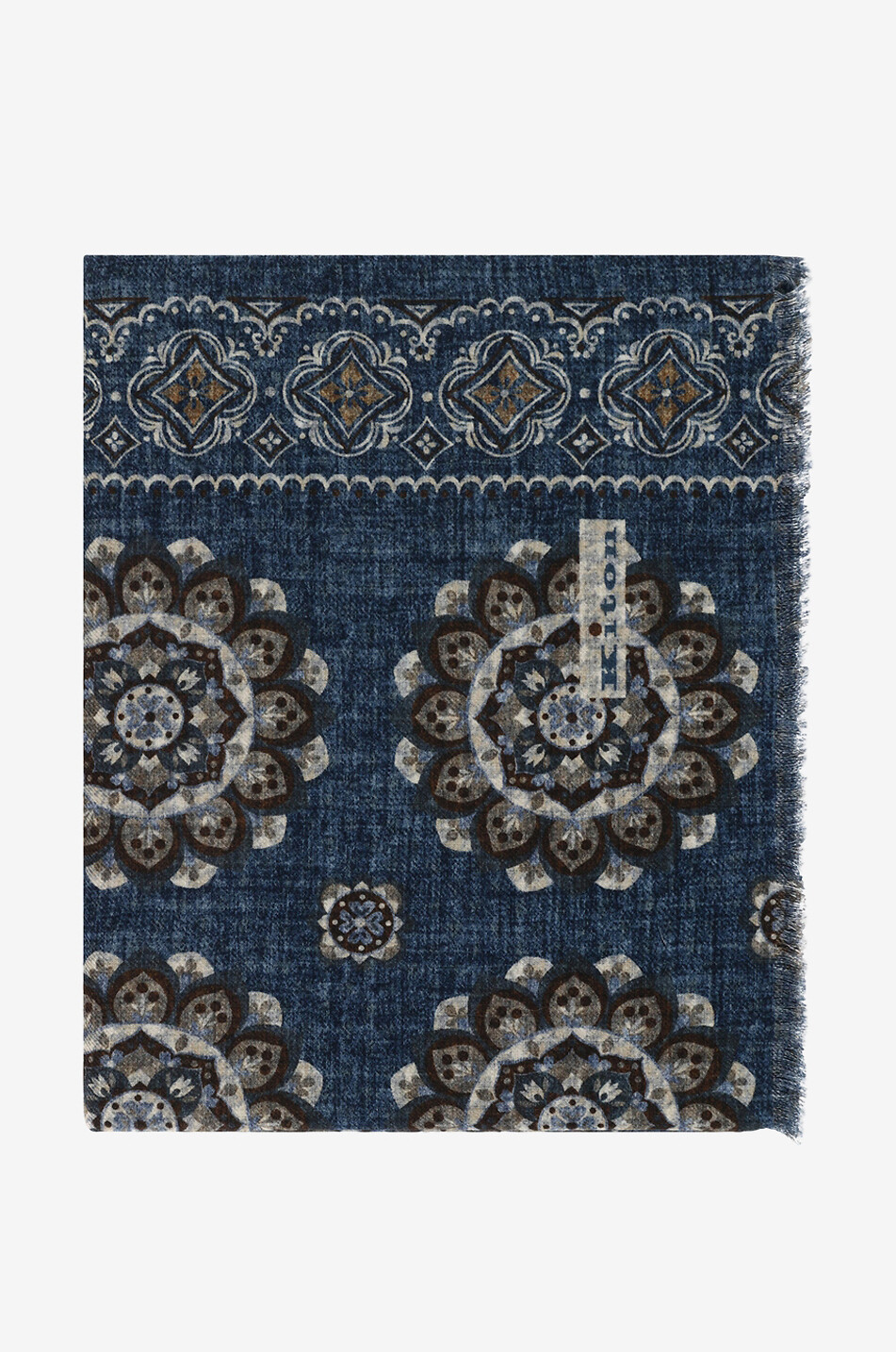 KITON Wendbarer Schal aus Wolle mit Mandala- und Hahnentrittmotiven Herren MITTELBLAU 1