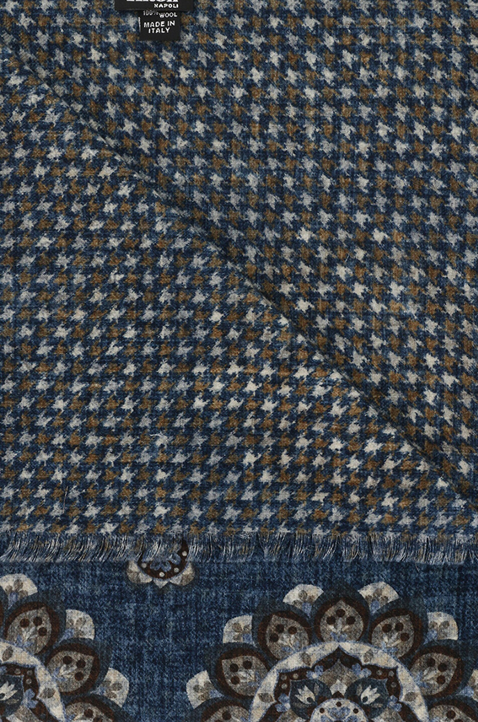 KITON Wendbarer Schal aus Wolle mit Mandala- und Hahnentrittmotiven Herren MITTELBLAU 2