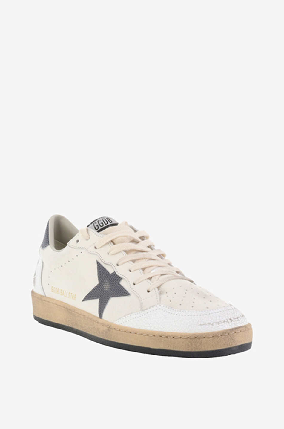 GOLDEN GOOSE Ballstar low-top sneakers in nappa and lizard embossed leather Men WHITE 1