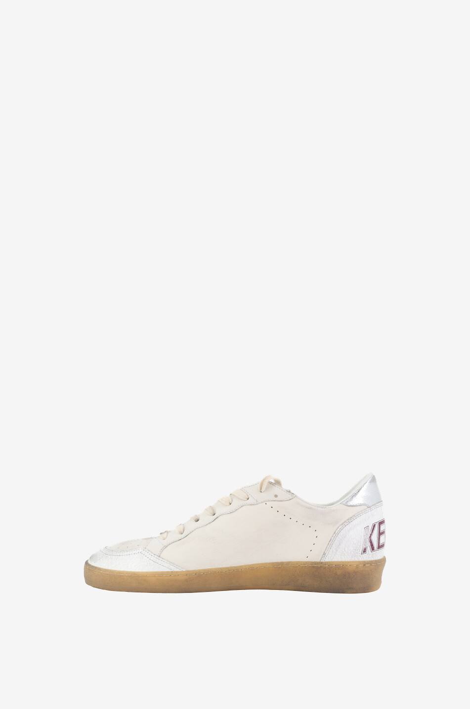 GOLDEN GOOSE Ballstar distresses leather sneakers with green star Men WHITE 4
