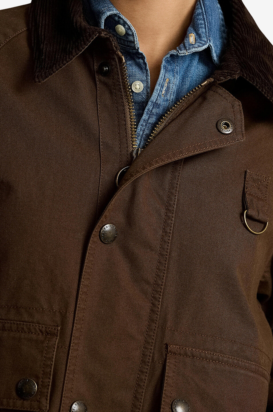 POLO RALPH LAUREN Parka raccourcie en gabardine et velours côtelé Femme MARRON MOYEN 4