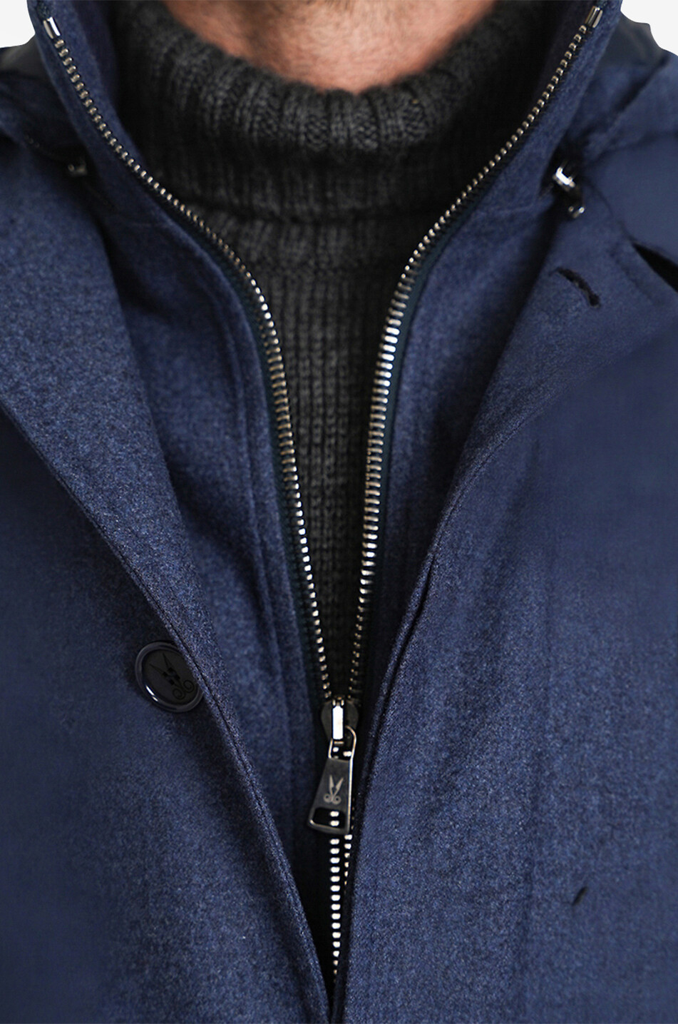 Wool three-quarter length coat