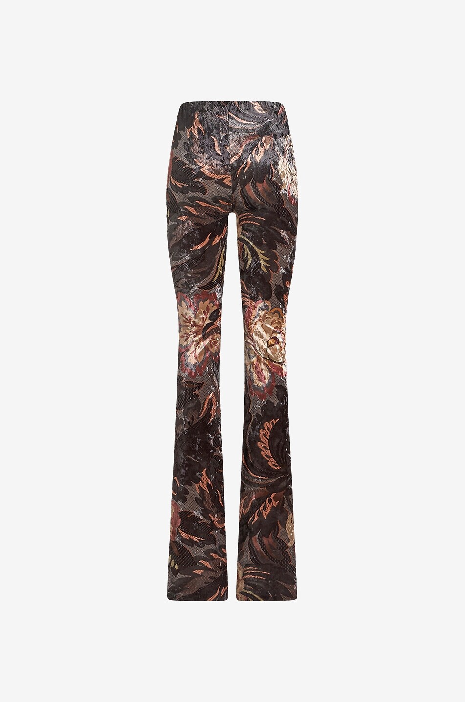 Pantalon bootcut ajusté en chenille fleurie