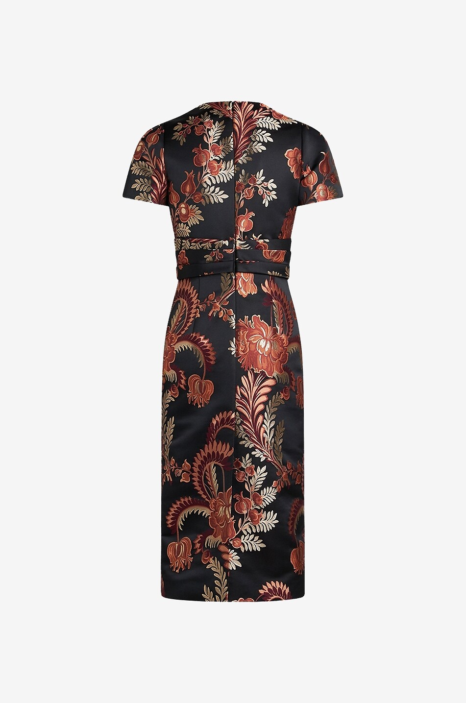 Robe midi ajustée en jacquard feuillage fleuri