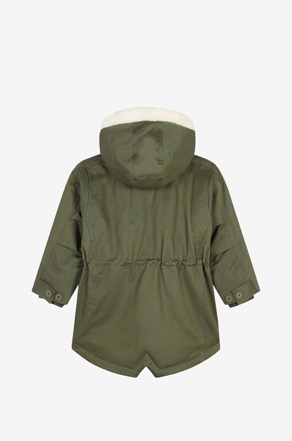 Parka en sergé et peluche fille à strass et logo