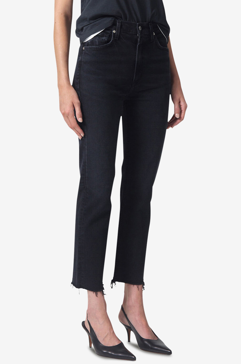 CITIZENS OF HUMANITY Daphne organic cotton and viscose EcoVero straight leg jeans Women BLACK 3
