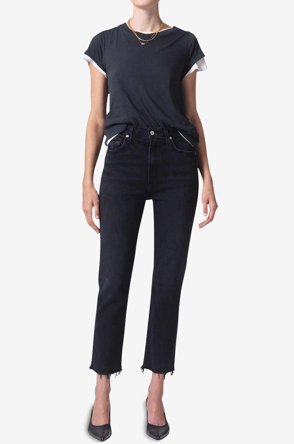 CITIZENS OF HUMANITY Daphne organic cotton and viscose EcoVero straight leg jeans Women BLACK 4