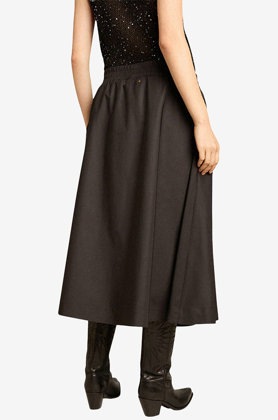 GOLDEN GOOSE Journey flared nylon midi skirt with zip Women BLACK 4