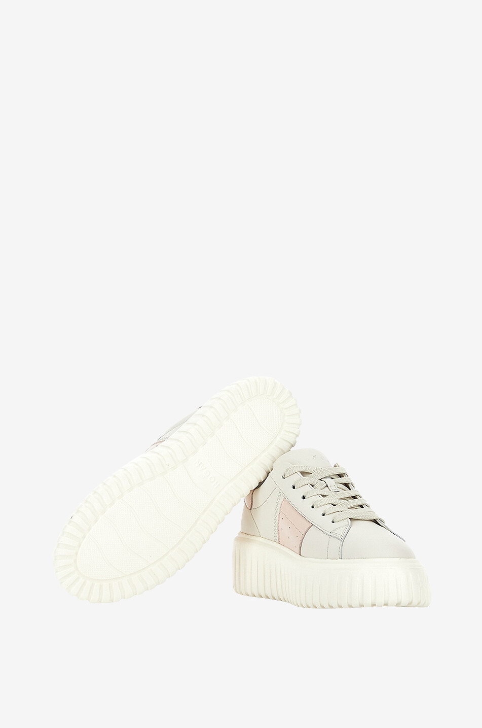 Baskets basses à lacets en cuir lisse Hogan H-Stripes