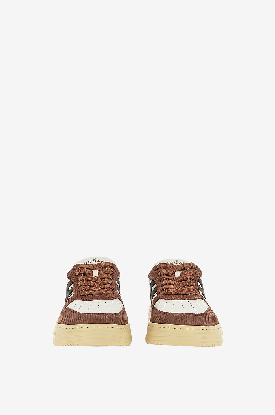 Baskets basses à lacets en cuir lisse et daim côtelé Hogan H630