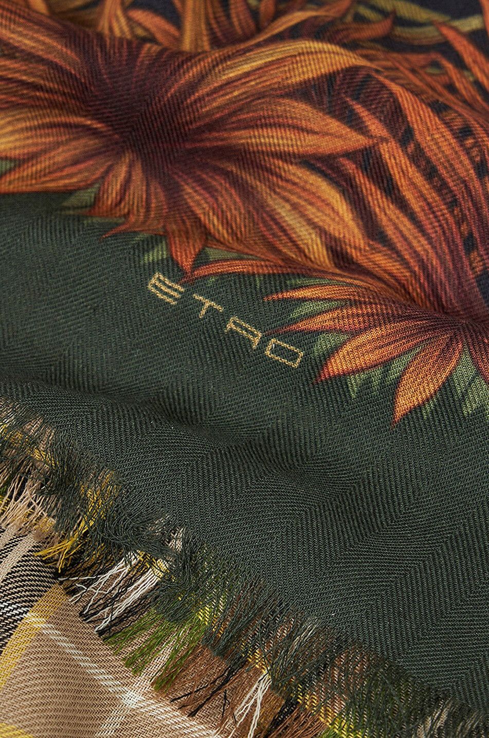 ETRO Reversible scarf with check and floral patterns Men DARK GREEN 4