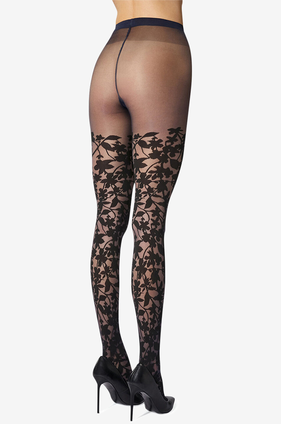 WOLFORD Collant fleuri Graphic Flower Femme BLEU FONCE 3