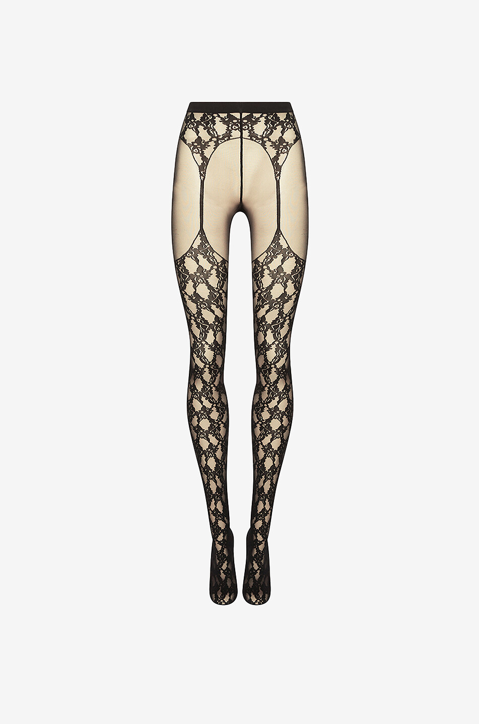 Floral Lace stocking effect and garter belt tights