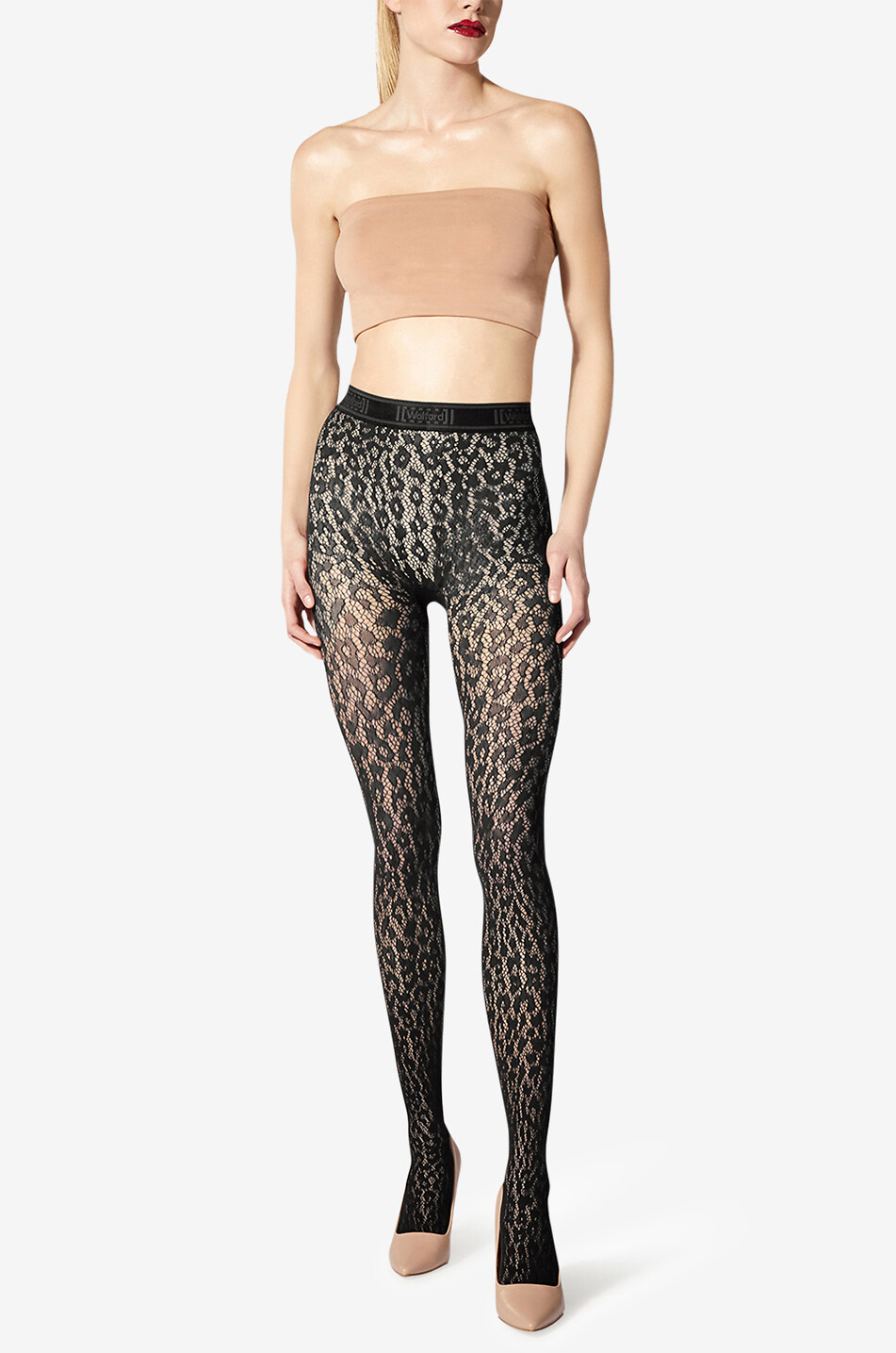WOLFORD Leo Lace leopard patterned lace tights Women BLACK 4