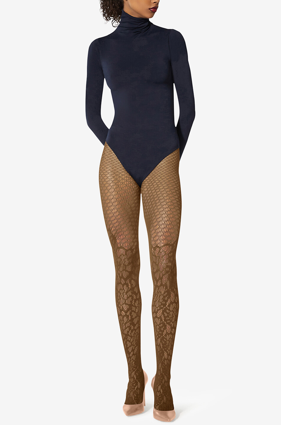 WOLFORD Lace Tattoo lace tights Women BROWN 4