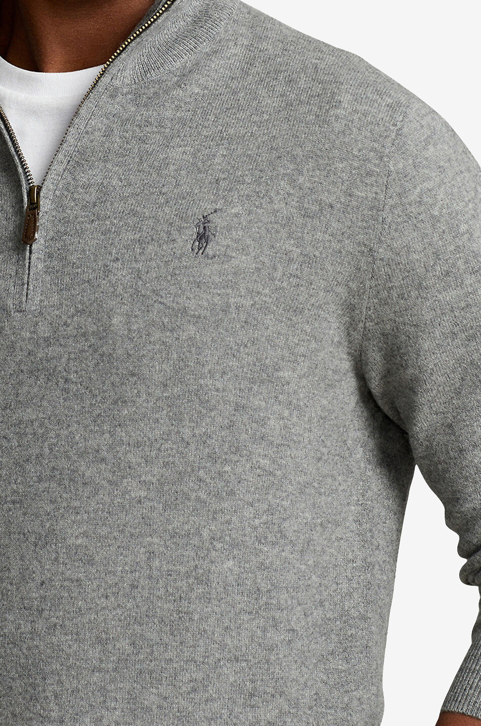 POLO RALPH LAUREN Pony half-zip stand-up collar wool jumper Men LIGHT GREY 5