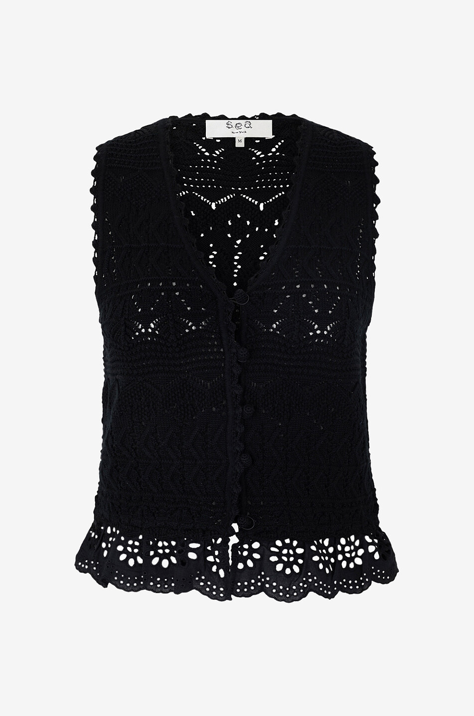 SEA Häkelweste aus Merinowolle Antonina Damen SCHWARZ 1