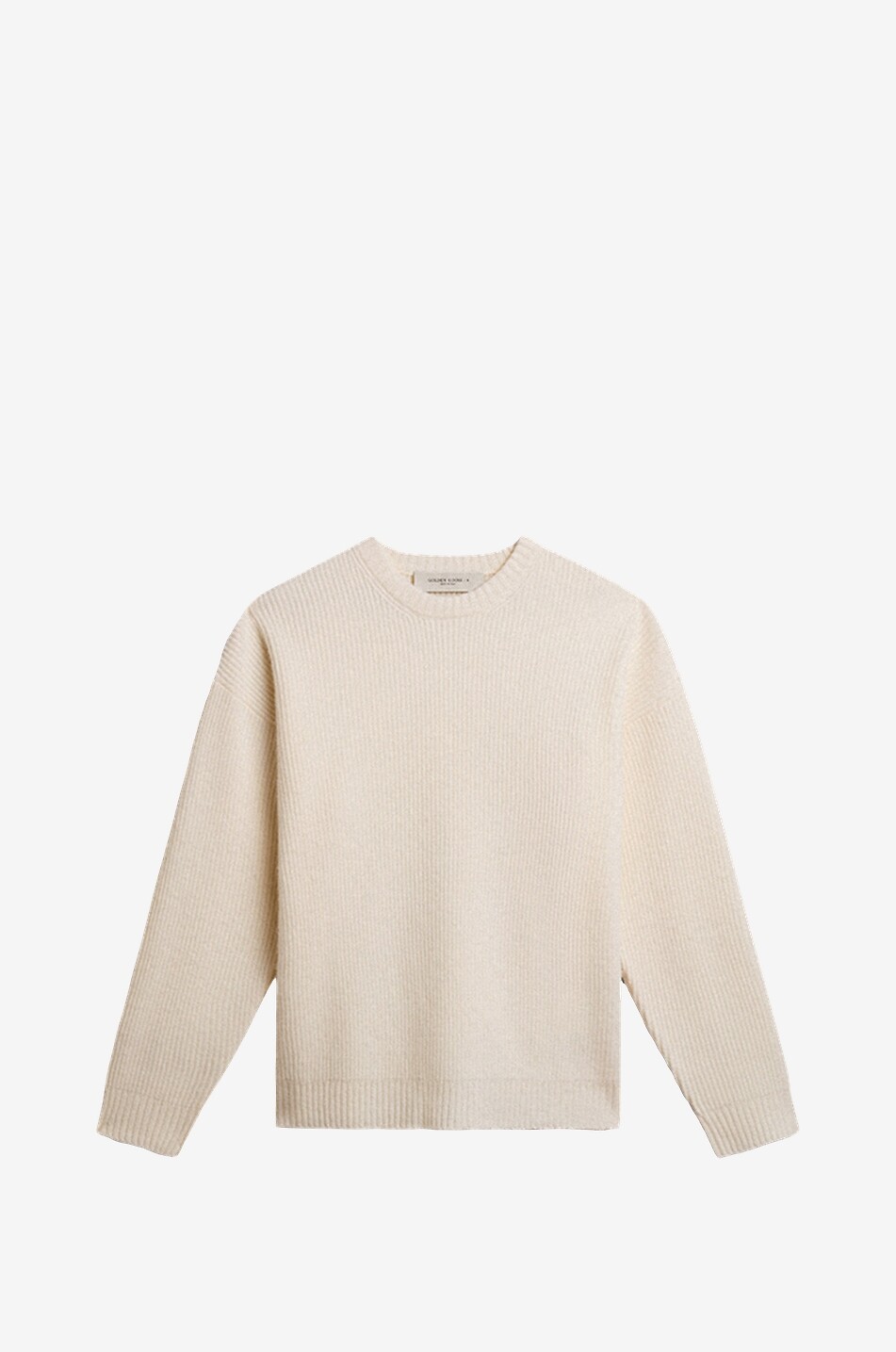 Gerippter Wollpullover Boxy Crewneck