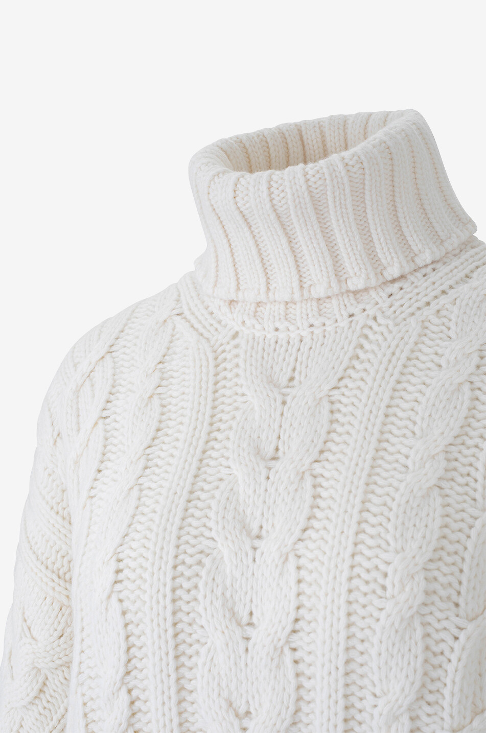 HERNO Pull torsadé à col roulé en laine Resort Infinity Braid Femme BLANC CASSE 7