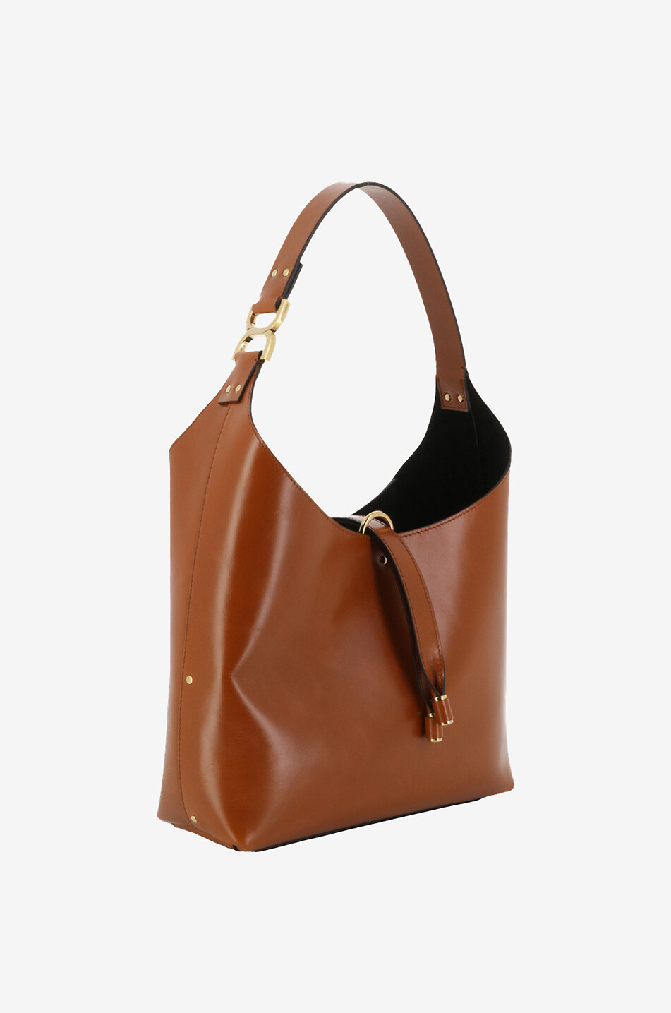 CHLOE Marcie Small glossy leather hobo bag Women MEDIUM BROWN 2