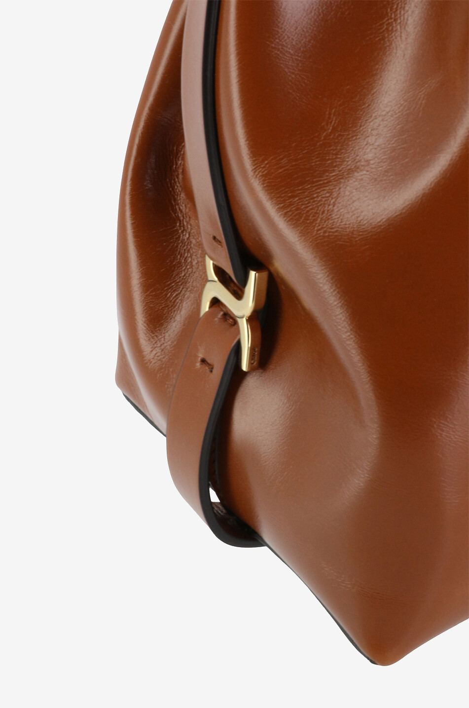 CHLOE Sac seau en cuir lisse brillant Marcie Femme MARRON MOYEN 5