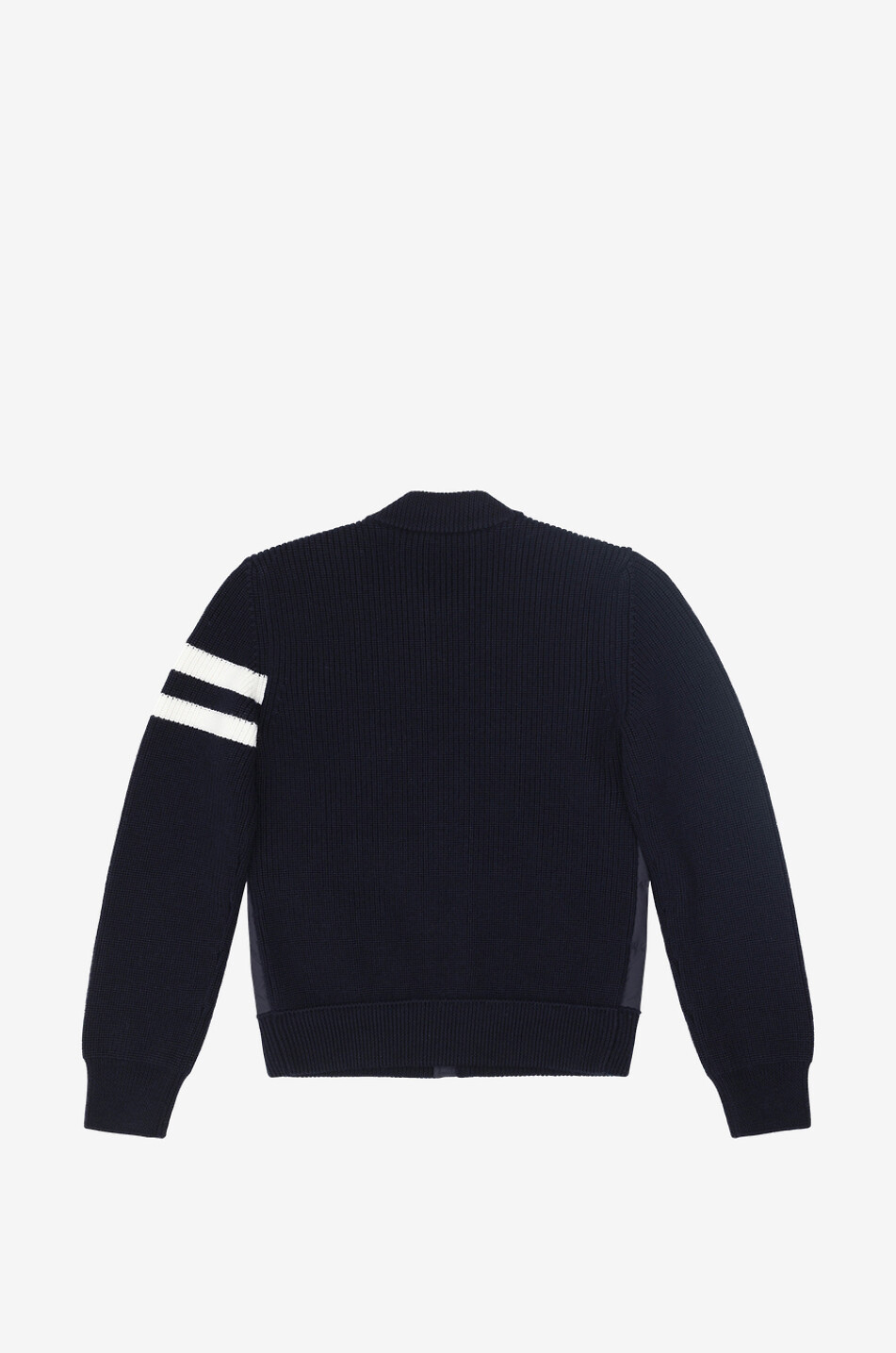 MONCLER Cardigan zippé garçon en maille et duvet à rayures Garçon NOIR 2