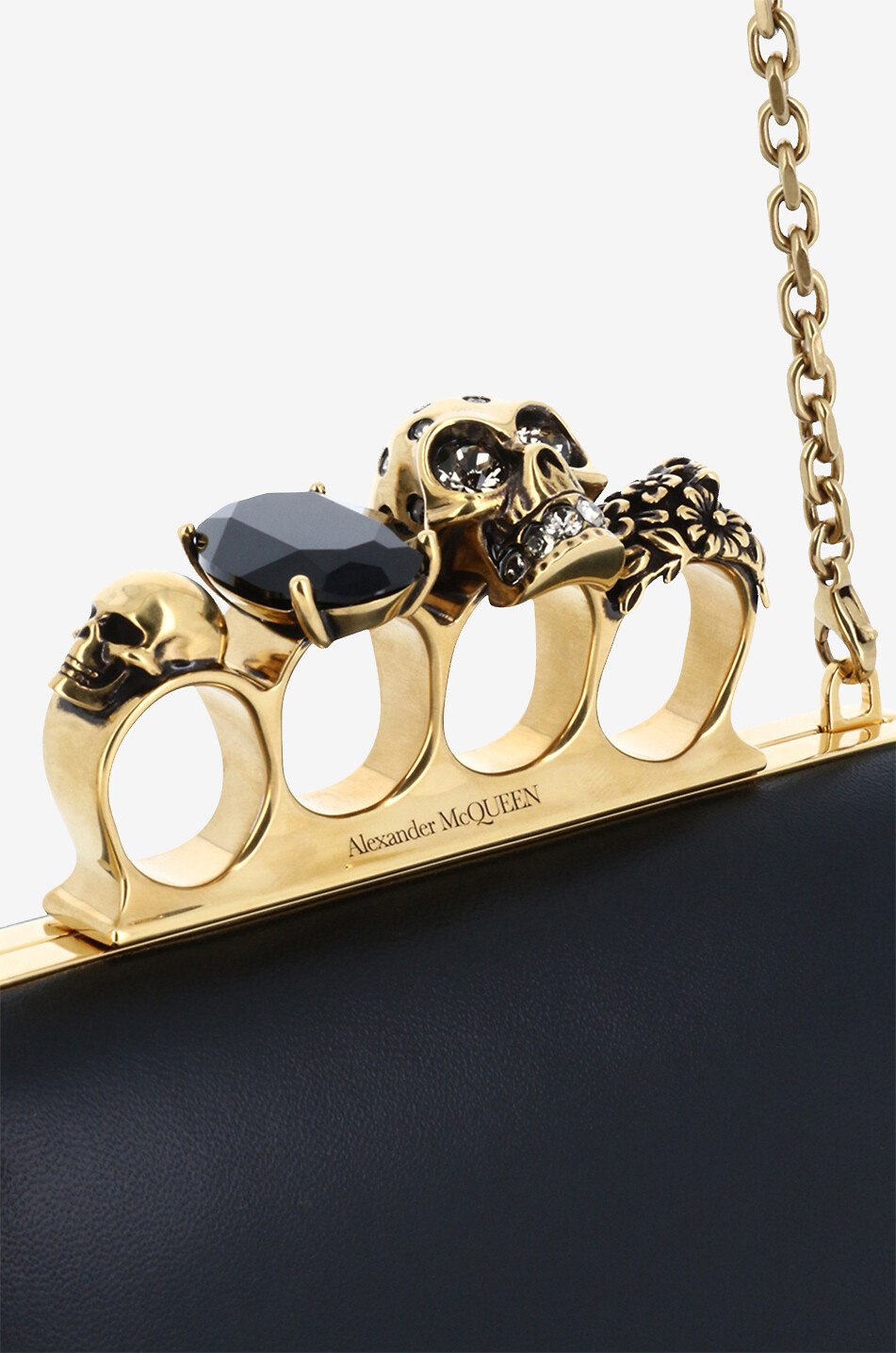 Knuckle smooth leather clutch ALEXANDER McQUEEN Bongenie