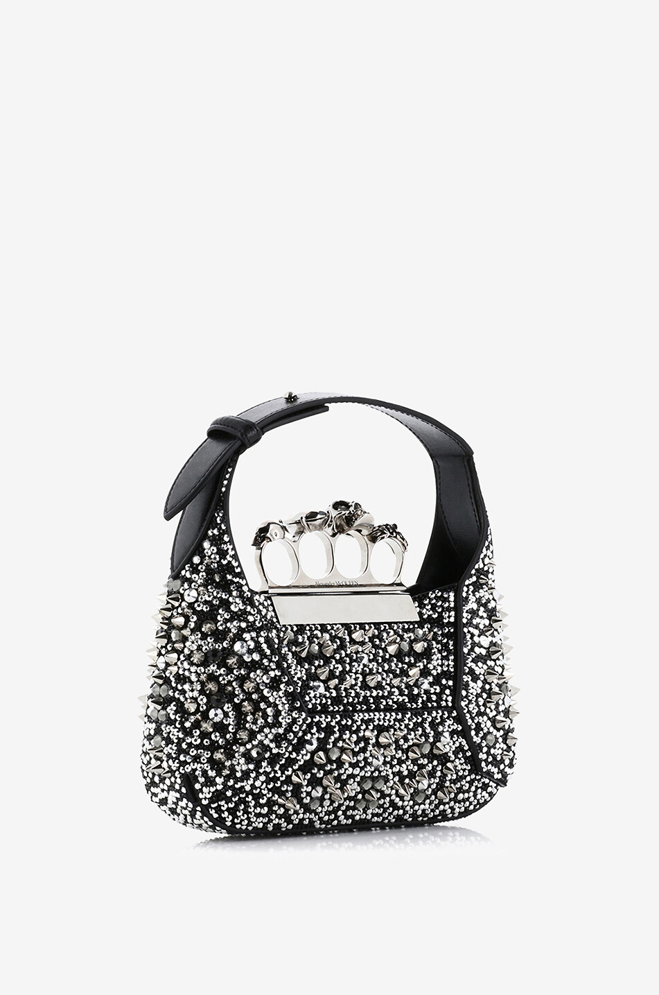 ALEXANDER McQUEEN Sac à main couvert de strass et clous The Jewelled Hobo Femme NOIR 2