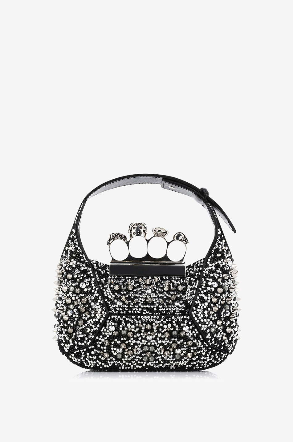 ALEXANDER McQUEEN Sac à main couvert de strass et clous The Jewelled Hobo Femme NOIR 4
