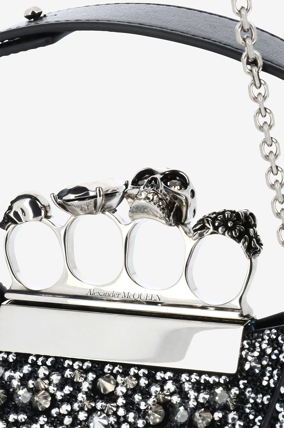 ALEXANDER McQUEEN Sac à main couvert de strass et clous The Jewelled Hobo Femme NOIR 6