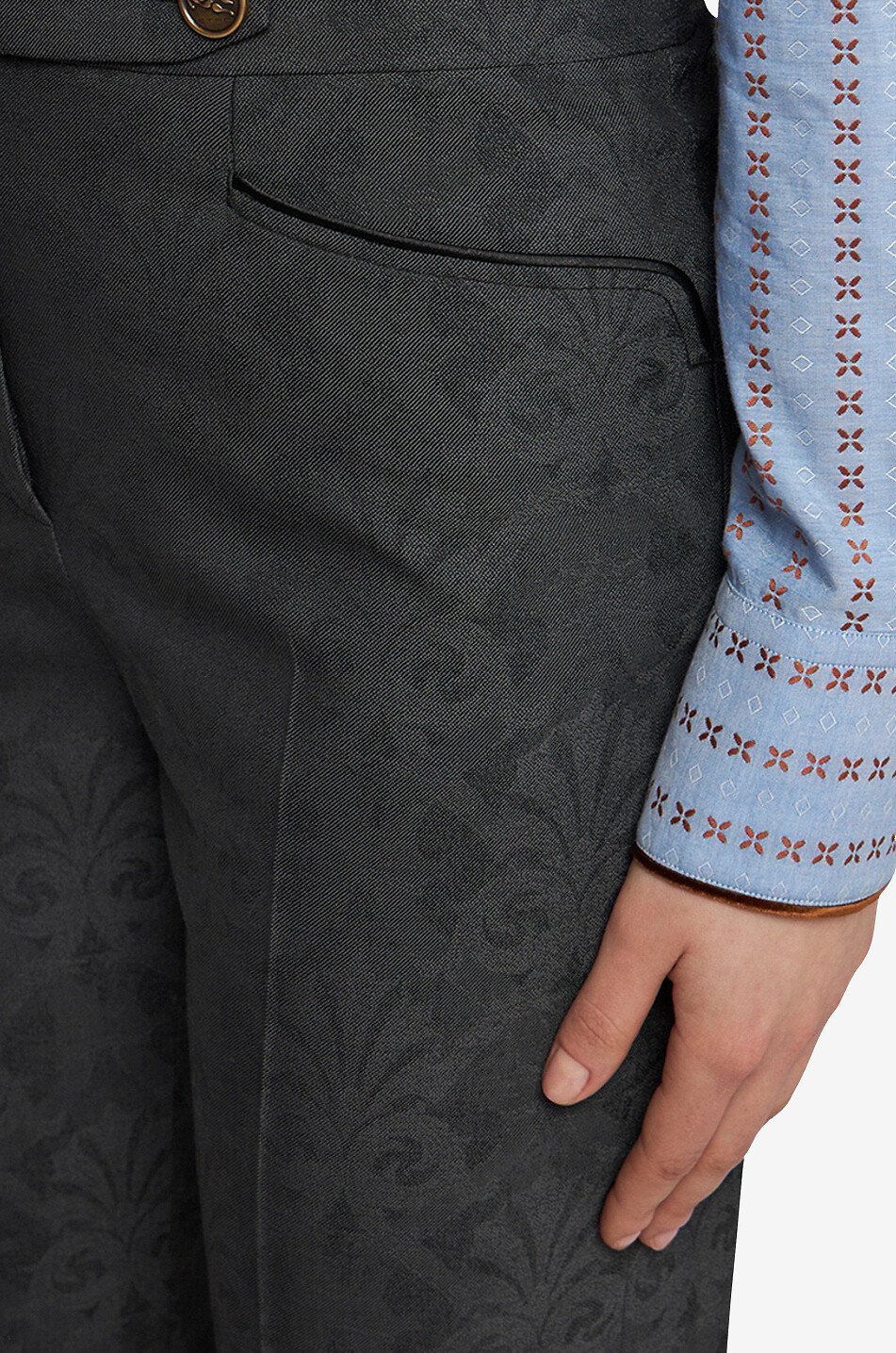ETRO Verkürzte gerade Hose aus Woll-Jacquard mit Arabesken Damen GRAU 5