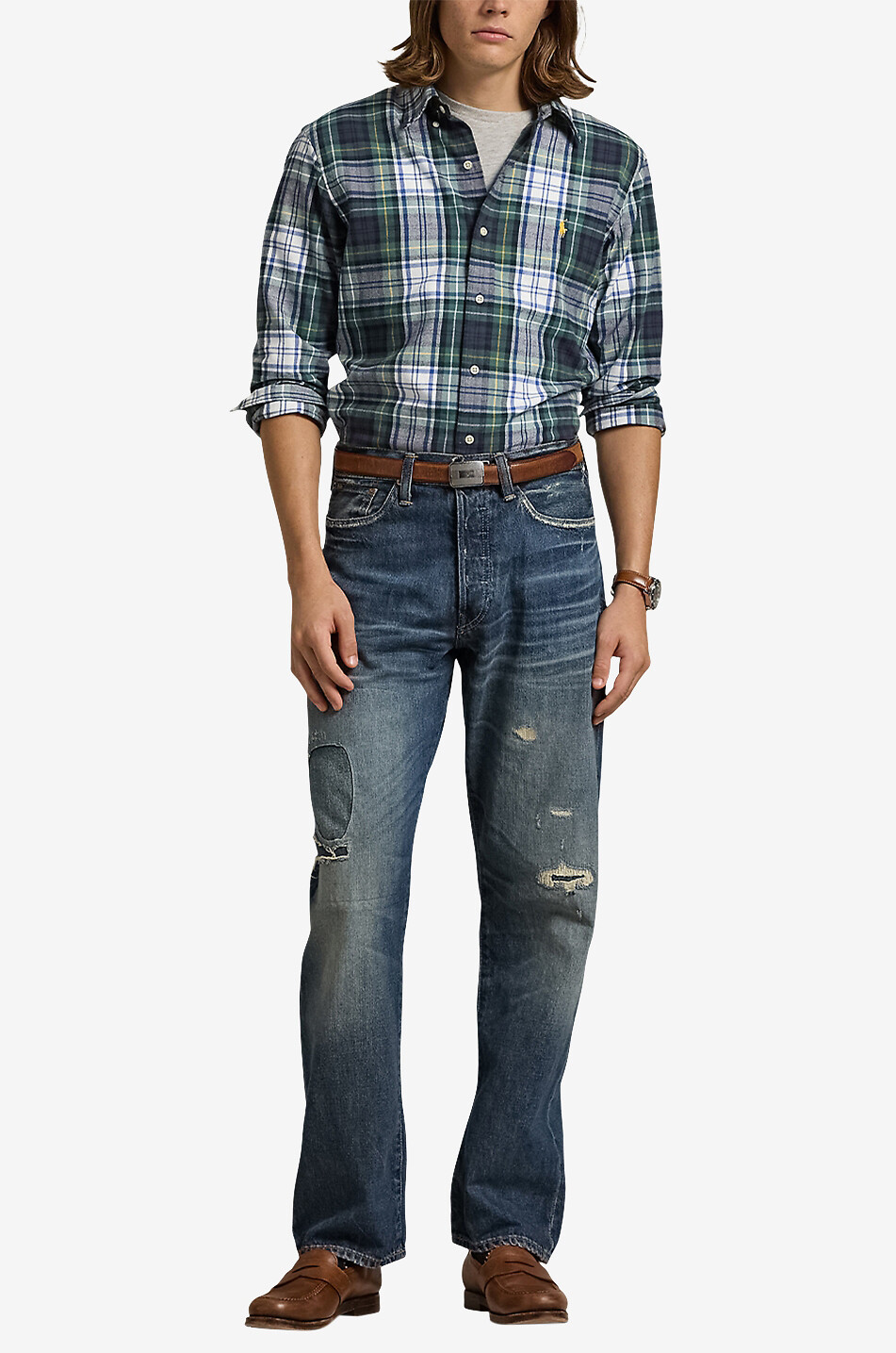 POLO RALPH LAUREN Kariertes Hemd Custom Fit Plaid Herren GRÜN 4