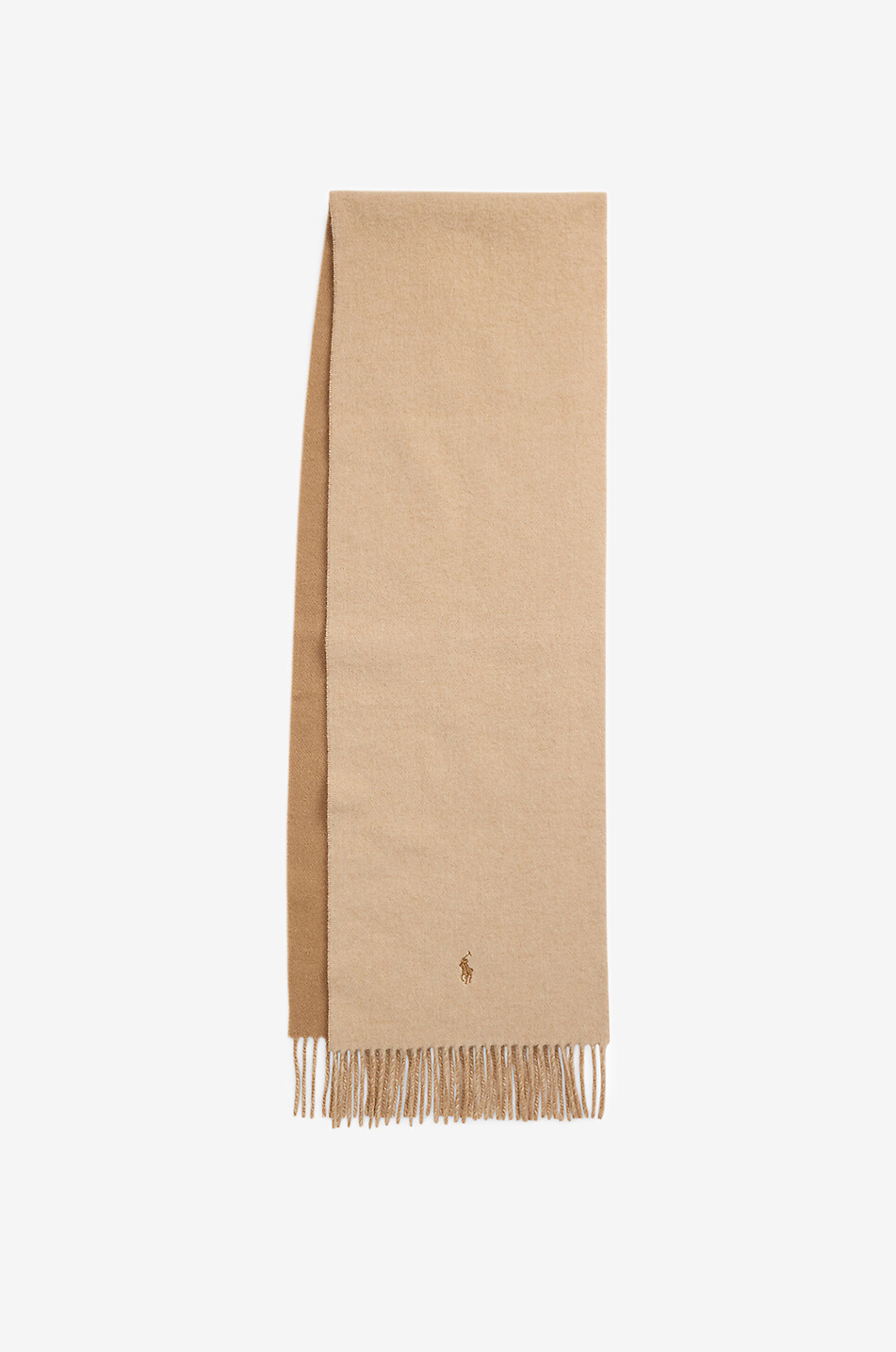 POLO RALPH LAUREN Pony double-face wool fringe-trim scarf Women CAMEL 1