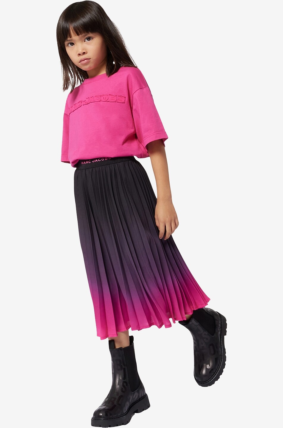MARC JACOBS Colour gradient girl's pleated skirt Girl BLACK 3