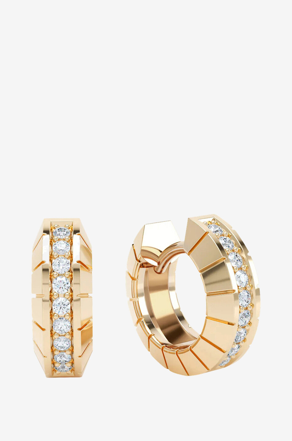 LOEV Eternity Huggies Engraved yellow gold and diamond earrings Women GOLDEN 1