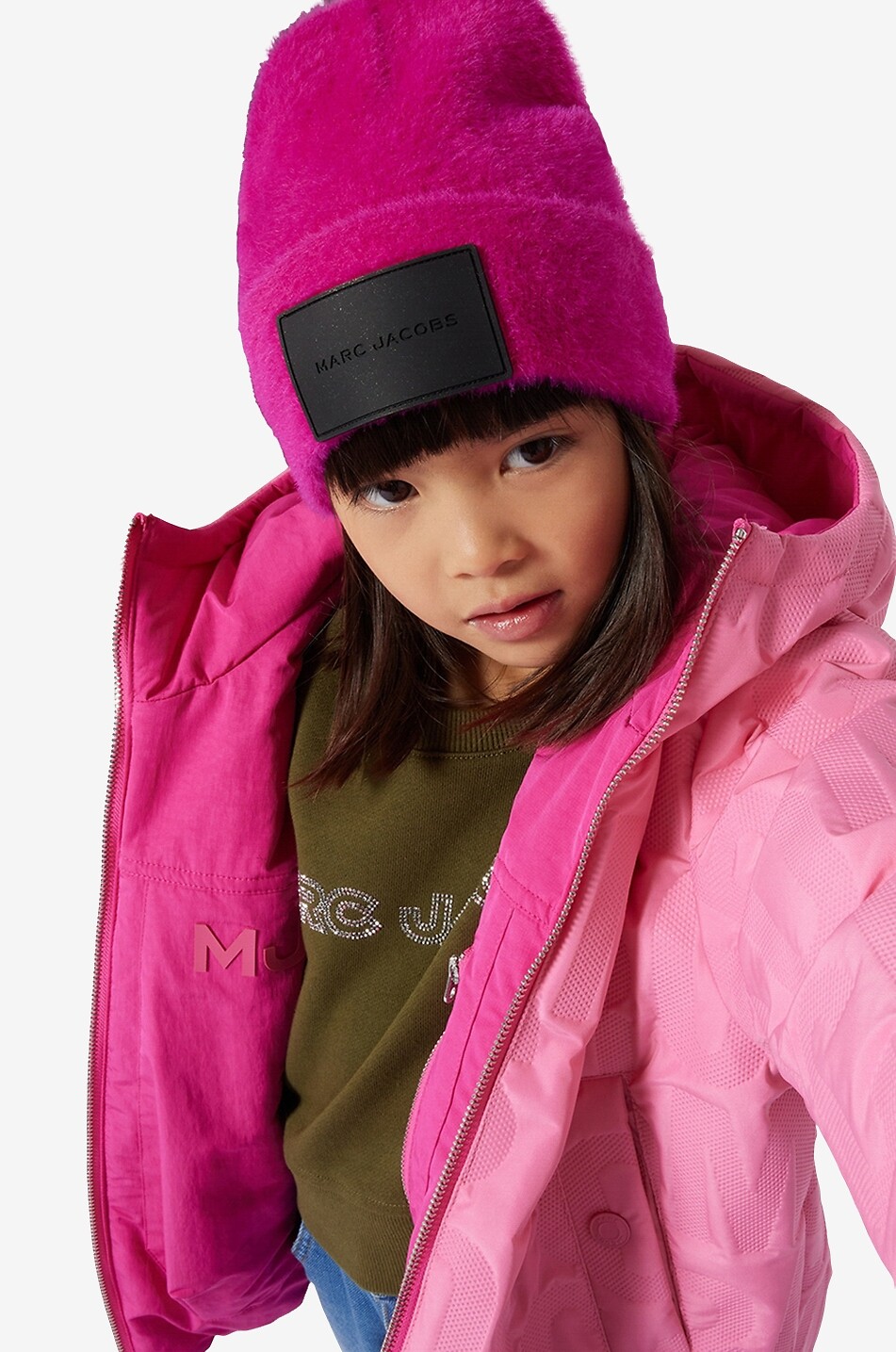 MJ girl's reversible hooded down jacket