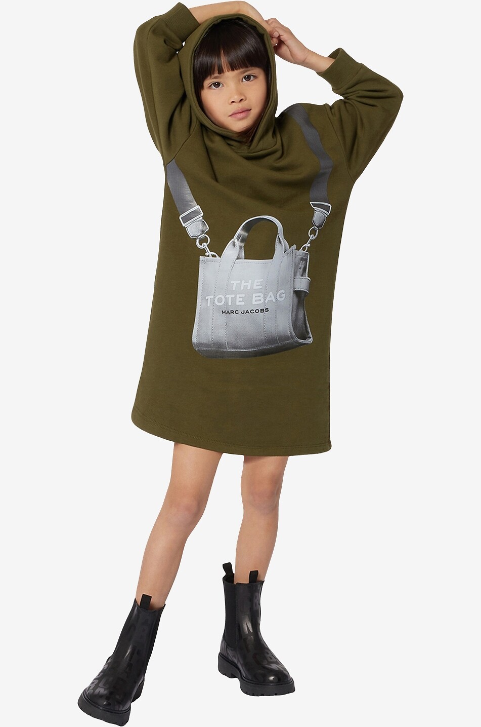 Robe sweat à capuche fille The Tote Bag Trompe-l'Oeil