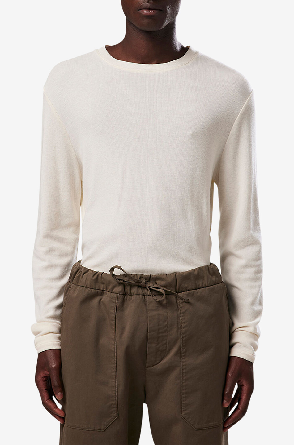 NN07 Clive long-sleeved waffle textured T-shirt Men WHITE 2