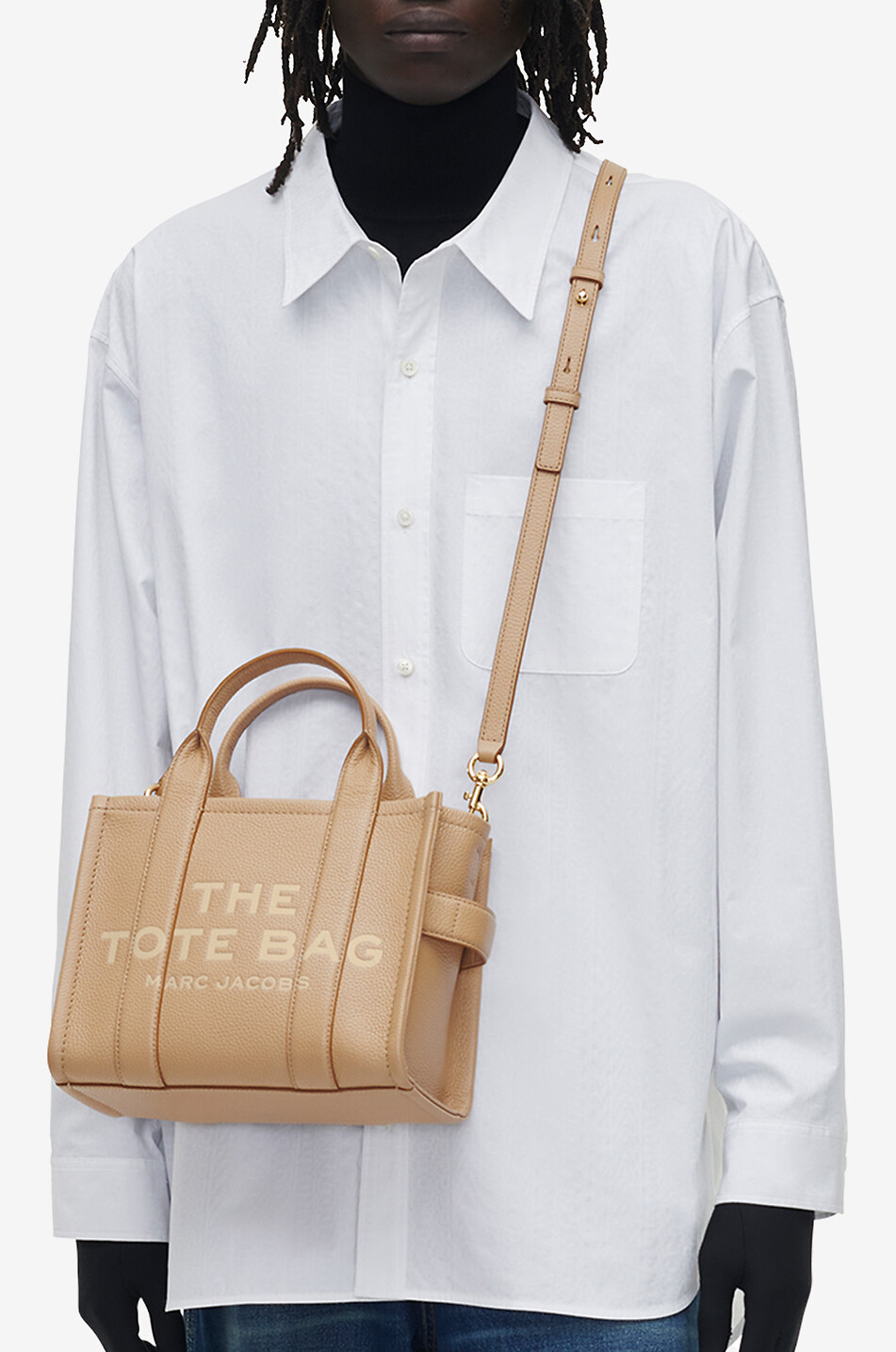 MARC JACOBS Sac cabas en cuir The Small Tote Bag Femme CAMEL 5