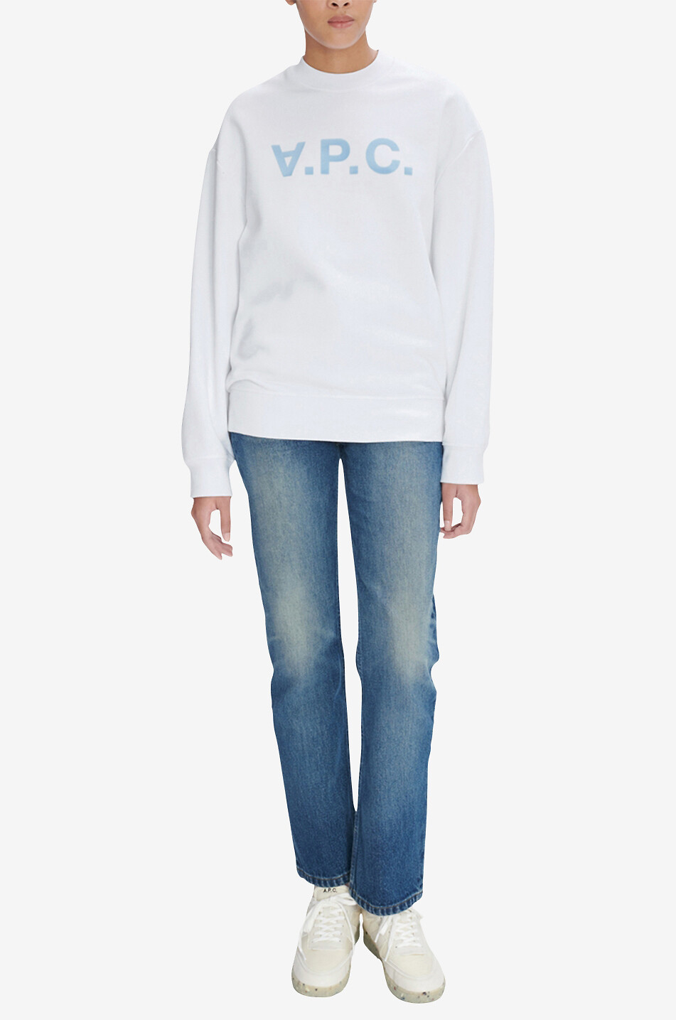 Grand VPC oversize flock-print adorned crewneck sweatshirt